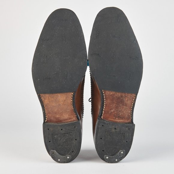 Eatonia Walnut Men's 10 M  LWB Longwing Wingtip Brogue Derby Vibram Goodyear - Picture 9 of 12